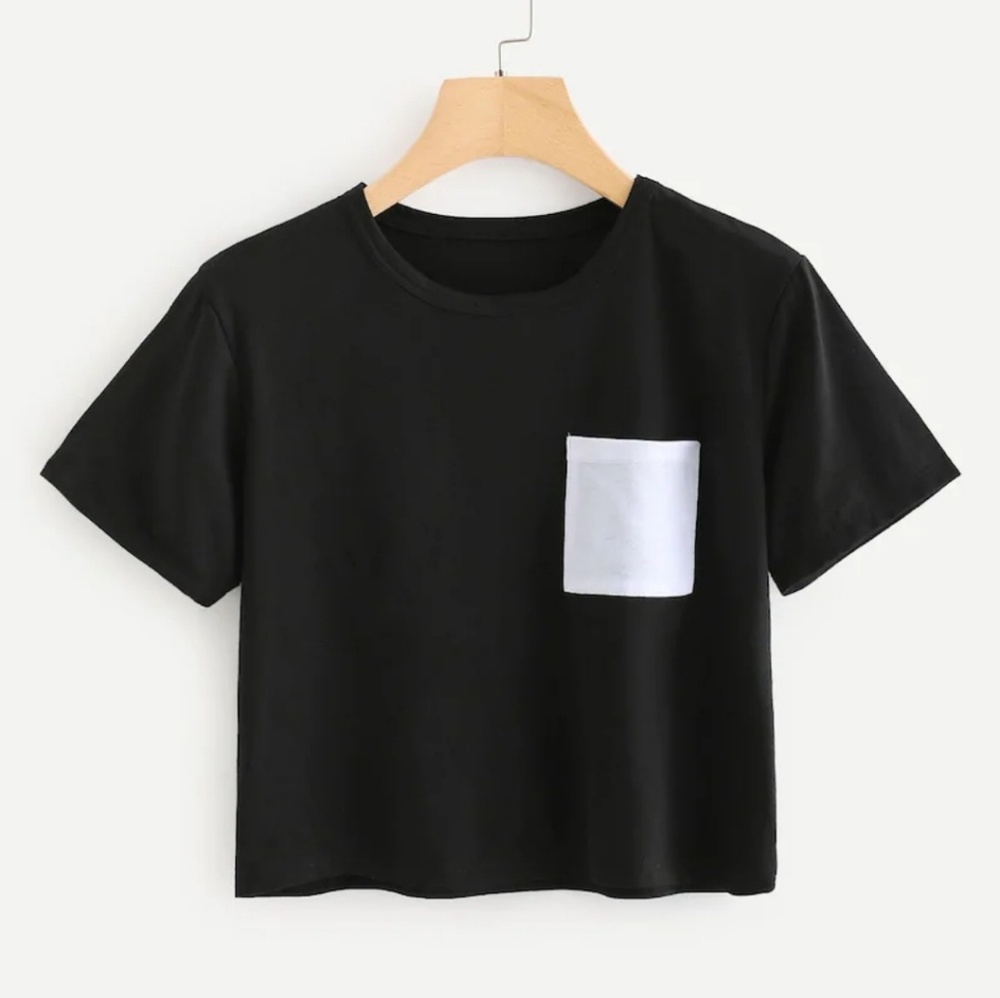 Chest Pocket Black Top Size M